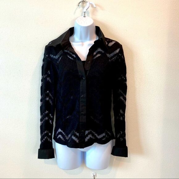 Studio De Compagne Paris Lace Knit Blouse With Matching  Camisole Underlay - Picture 1 of 15